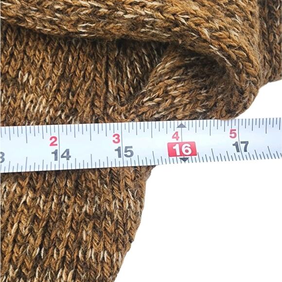 In Stitches Wool Blend Cardigan Wood Buttons Chunky Cozy Brown Womens Small - Picture 9 of 11